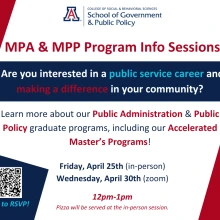 MPA and MPP info sessions: Apr 25 and 30